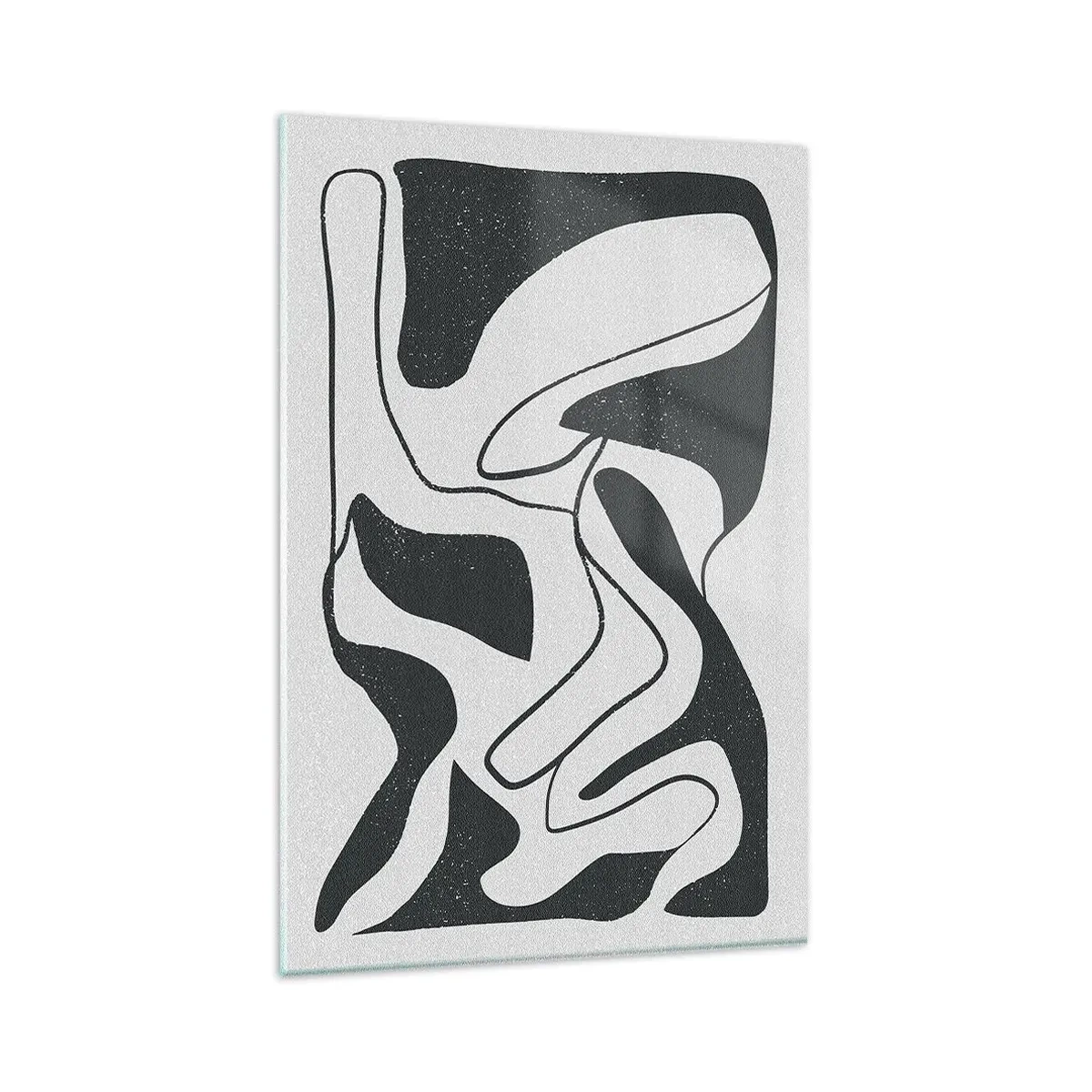 Cuadro sobre vidrio - Impresiones sobre Vidrio - Abstracción en blanco y negro con formas orgánicas. - 80x120cm - Juego abstracto en un laberinto - Decoración de pared moderna para salón y dormitorio ARTTOR