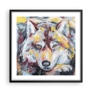 Póster en marco negro - Pinceladas de lobo - 50x50 cm