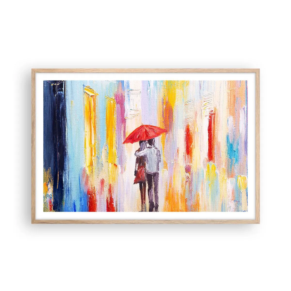 Póster en marco roble claro - Que siga lloviendo - 91x61 cm