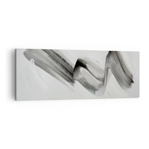 Cuadro sobre lienzo - Impresión de Imagen - Pincelada abstracta en blanco y negro sobre un fondo claro - 140x50cm - Solo por diversión - Decoración de pared moderna para salón y dormitorio ARTTOR