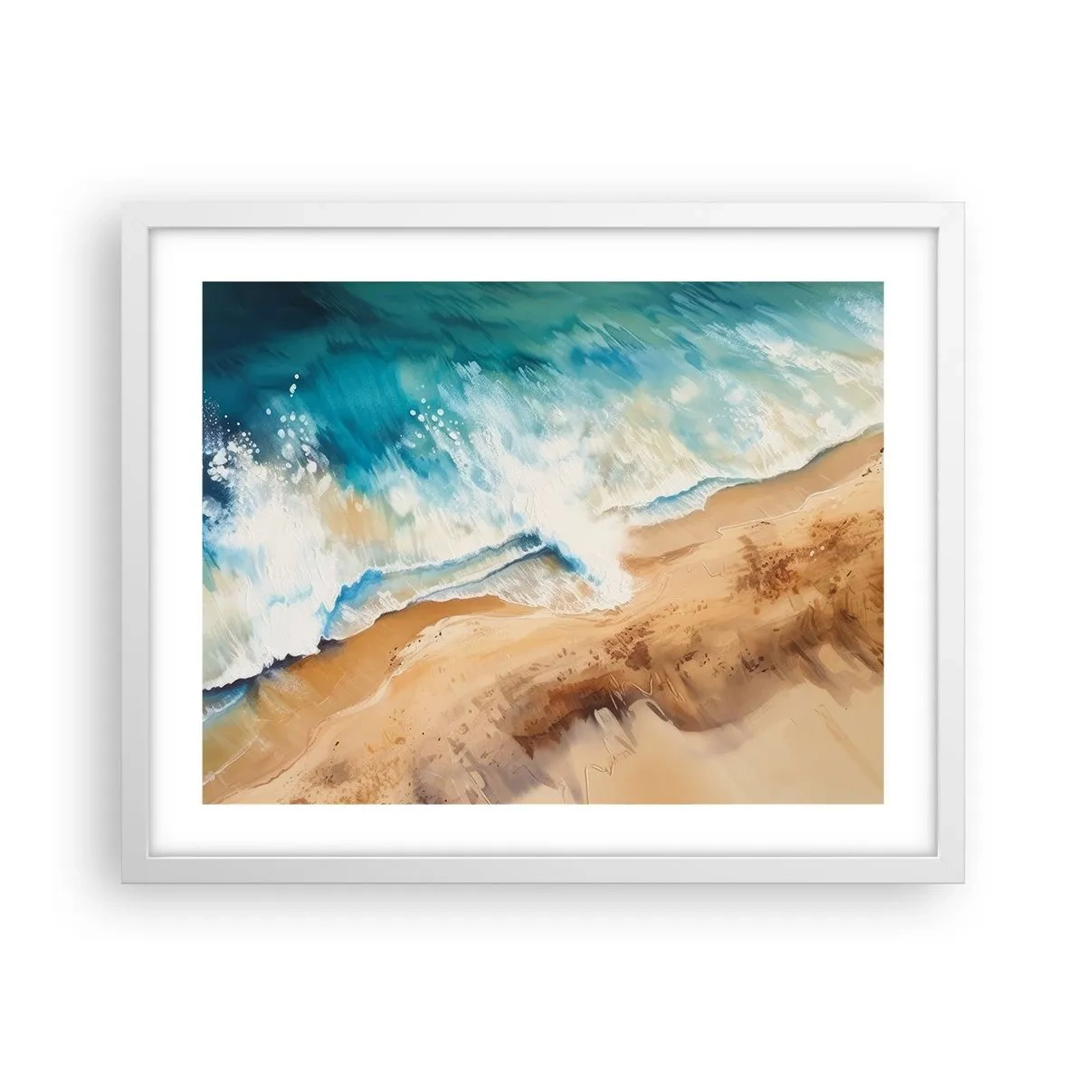 Póster en marco blanco - Olas recurrentes - 50x40 cm