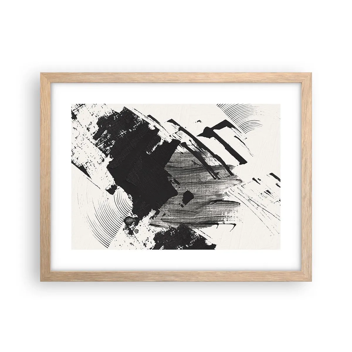 Póster en marco roble claro - Abstracción: la expresión del negro - 40x30 cm