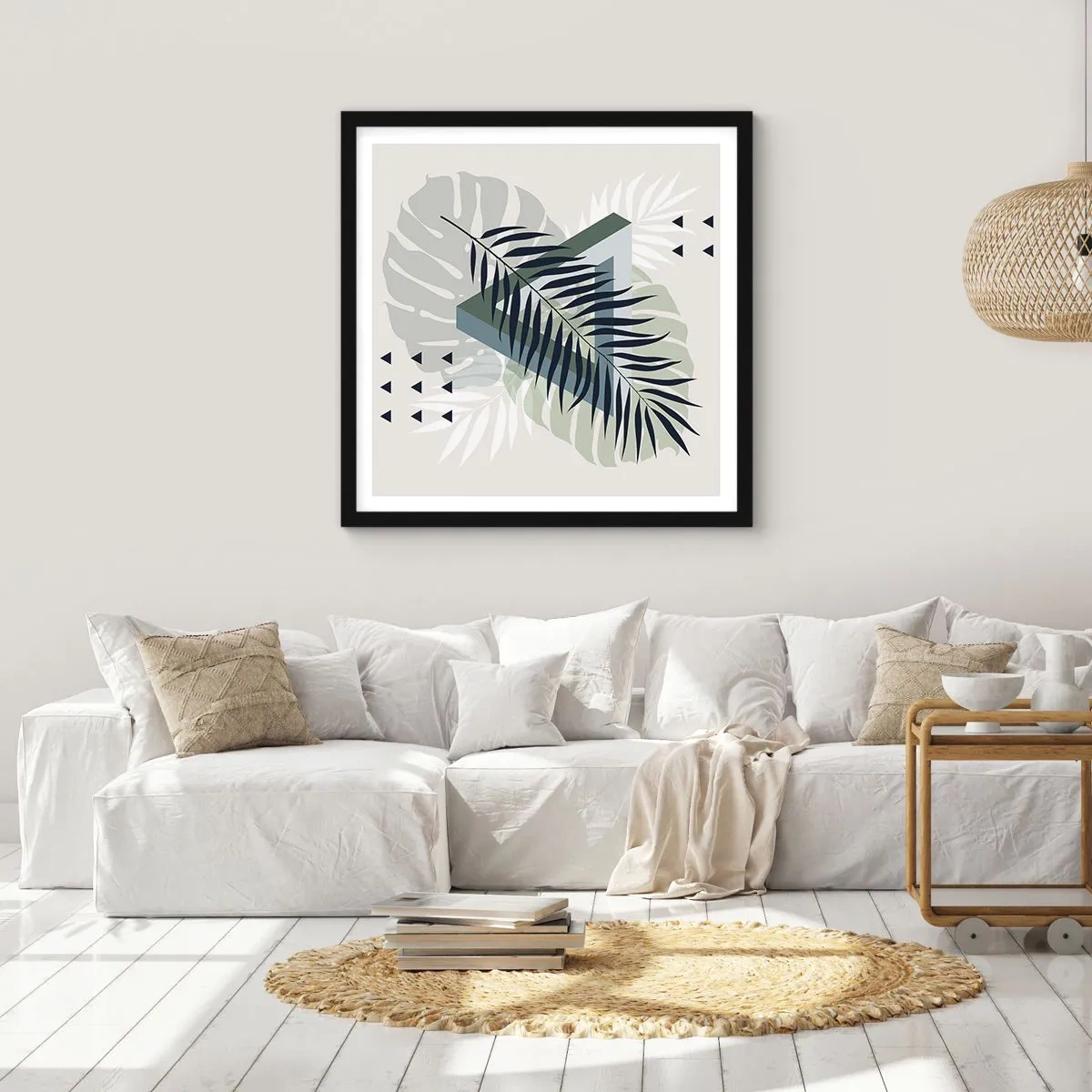 Póster en marco negro - Naturaleza y geometría - 60x60 cm