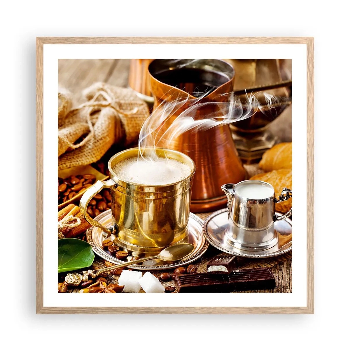 Póster en marco roble claro - Que tengas un buen día - 60x60 cm