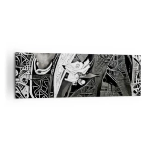 Cuadro sobre lienzo - Impresión de Imagen - Elegante abstracción de un hombre con traje en blanco y negro. - 160x50cm - Solo un hombre aparentemente gris - Decoración de pared moderna para salón y dormitorio ARTTOR