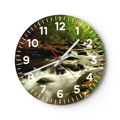 Reloj de pared - Reloj de vidrio - Como plata líquida - 30x30 cm