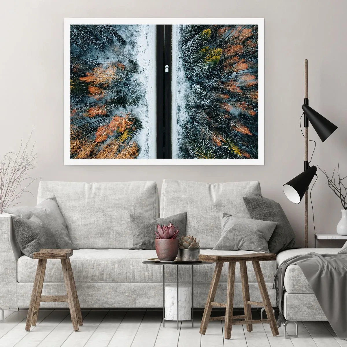 Póster - Atravesar el bosque en invierno - 91x61 cm