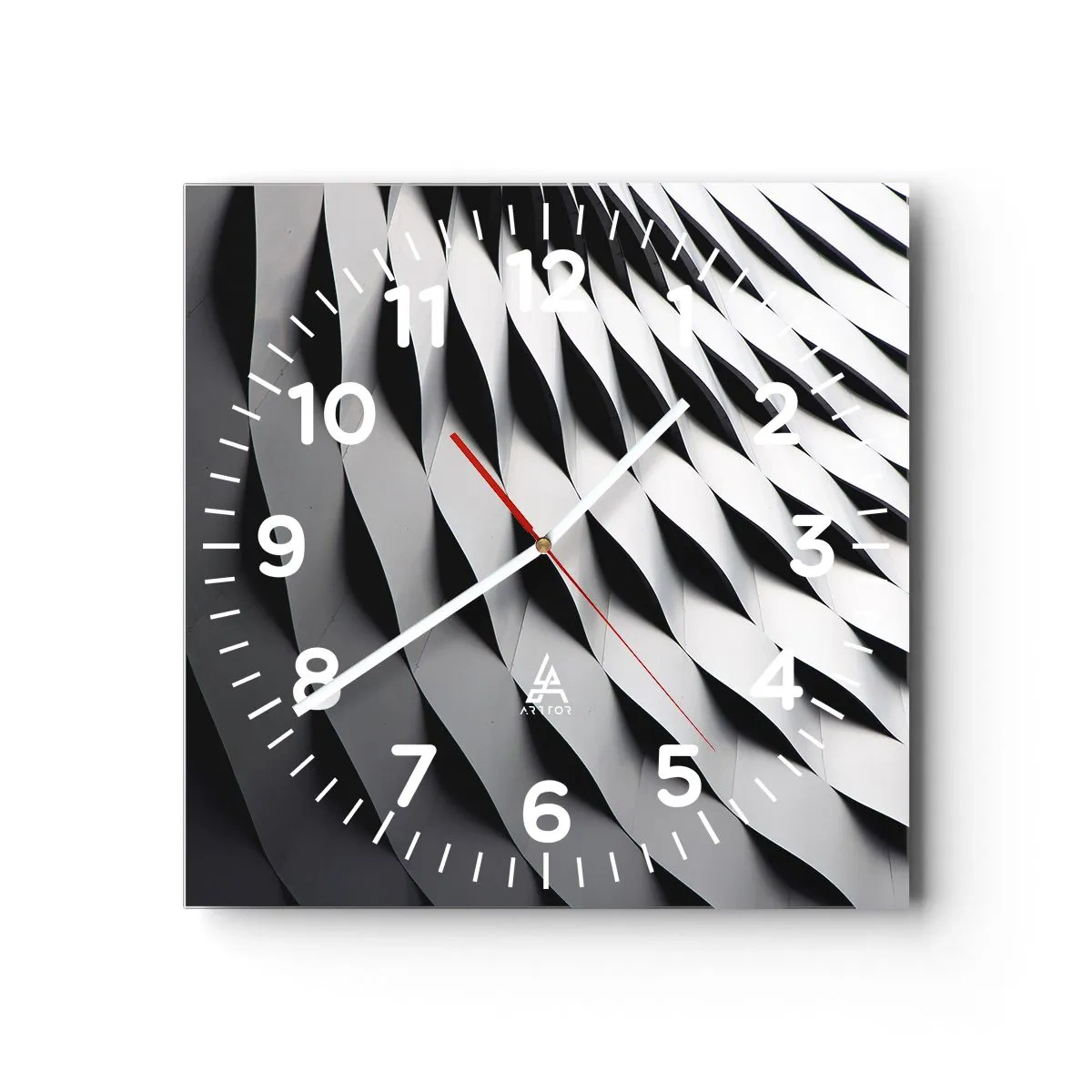 Reloj de pared - Reloj de vidrio - En la superficie de las ondas - 40x40 cm