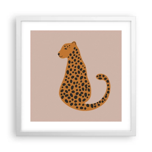 Póster en marco blanco - El estampado de leopardo está de moda - 40x40 cm