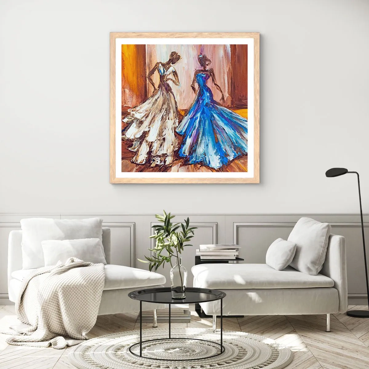 Póster en marco roble claro - Un elegante dúo - 30x30 cm