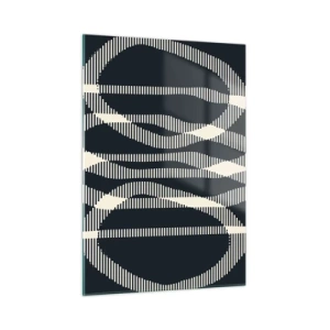 Cuadro sobre vidrio - Impresiones sobre Vidrio - Líneas geométricas en tonos negros y beige. - 50x70cm - Un intento de romper la oscuridad - Decoración de pared moderna para salón y dormitorio ARTTOR
