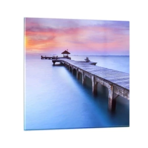 Cuadro sobre vidrio - Impresiones sobre Vidrio - Un mar de calma hasta el horizonte - 30x30 cm