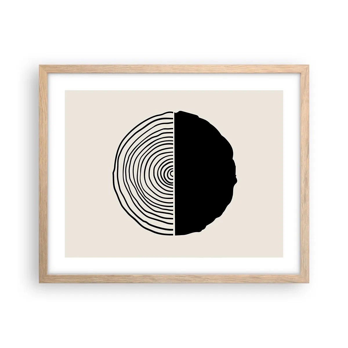 Póster en marco roble claro - Mitad y mitad - 50x40 cm