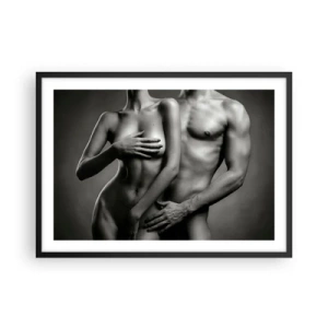 Póster en marco negro - Representación en blanco y negro de cuerpos femeninos y masculinos en una pose artística. - 70x50cm - Adán y Eva - Decoración de pared moderna para salón y dormitorio ARTTOR