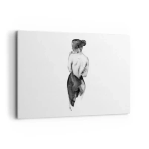 Cuadro sobre lienzo - Impresión de Imagen - La figura de una mujer capturada en sutil acuarela. - 120x80cm - Sin ella el mundo deja de tener sentido - Decoración de pared moderna para salón y dormitorio ARTTOR