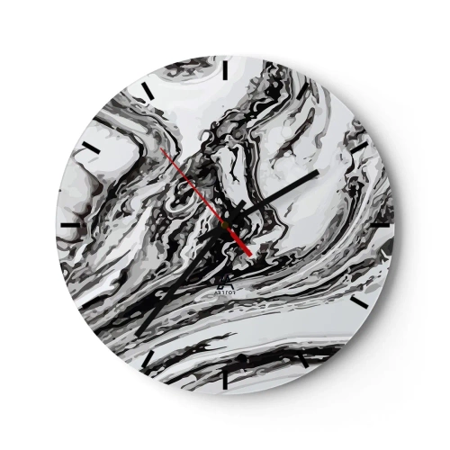 Reloj de pared - Reloj de vidrio - Patrón de mármol abstracto en blanco y negro - 30x30cm - Al principio existía el caos - Decoración de pared moderna para salón, cocina y dormitorio ARTTOR