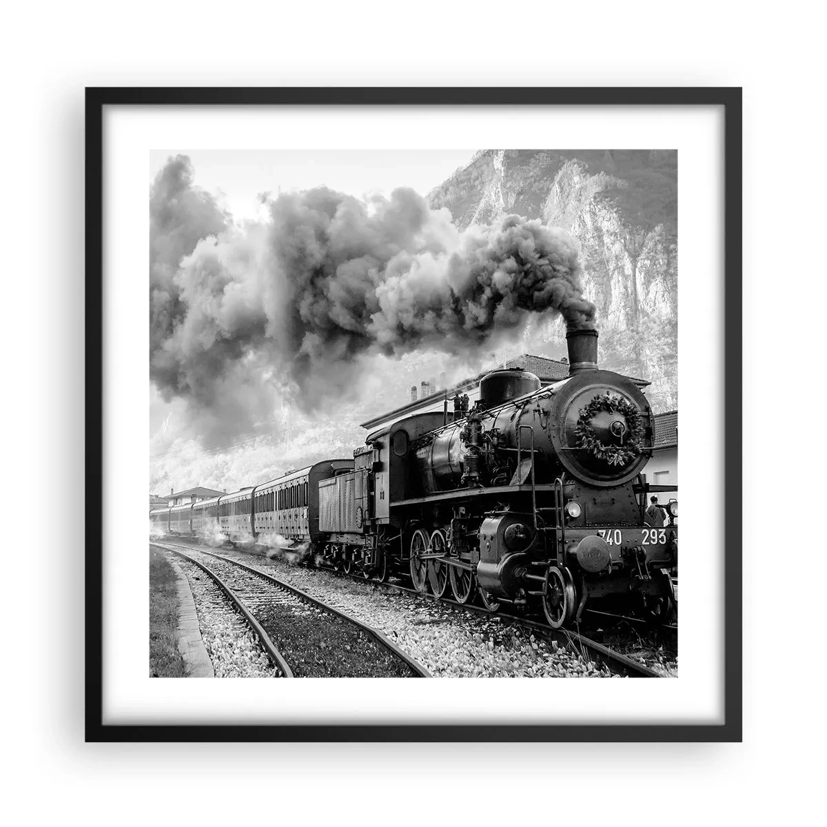 Póster en marco negro - Rumbo a la estación... - 50x50 cm