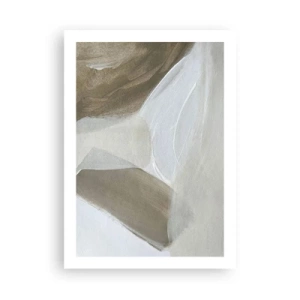 Póster - Abstracción minimalista en tonos beige - 50x70cm - Ola de blanco - Decoración de pared moderna para salón y dormitorio ARTTOR