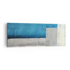 Cuadro sobre lienzo - Impresión de Imagen - Una composición abstracta con tonos de azul, gris y blanco. - 140x50cm - Composición poética de gris y azul - Decoración de pared moderna para salón y dormitorio ARTTOR