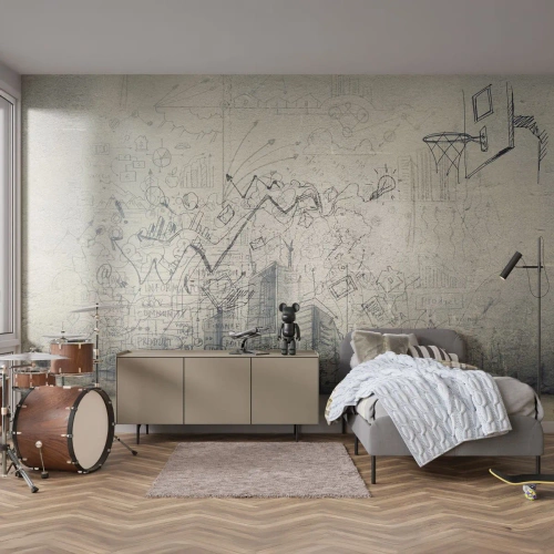 Fotomural Premium Sand - Mi gloriosa vida en la ciudad - Pintada, Pedazo, Gráficos - 450x315 cm