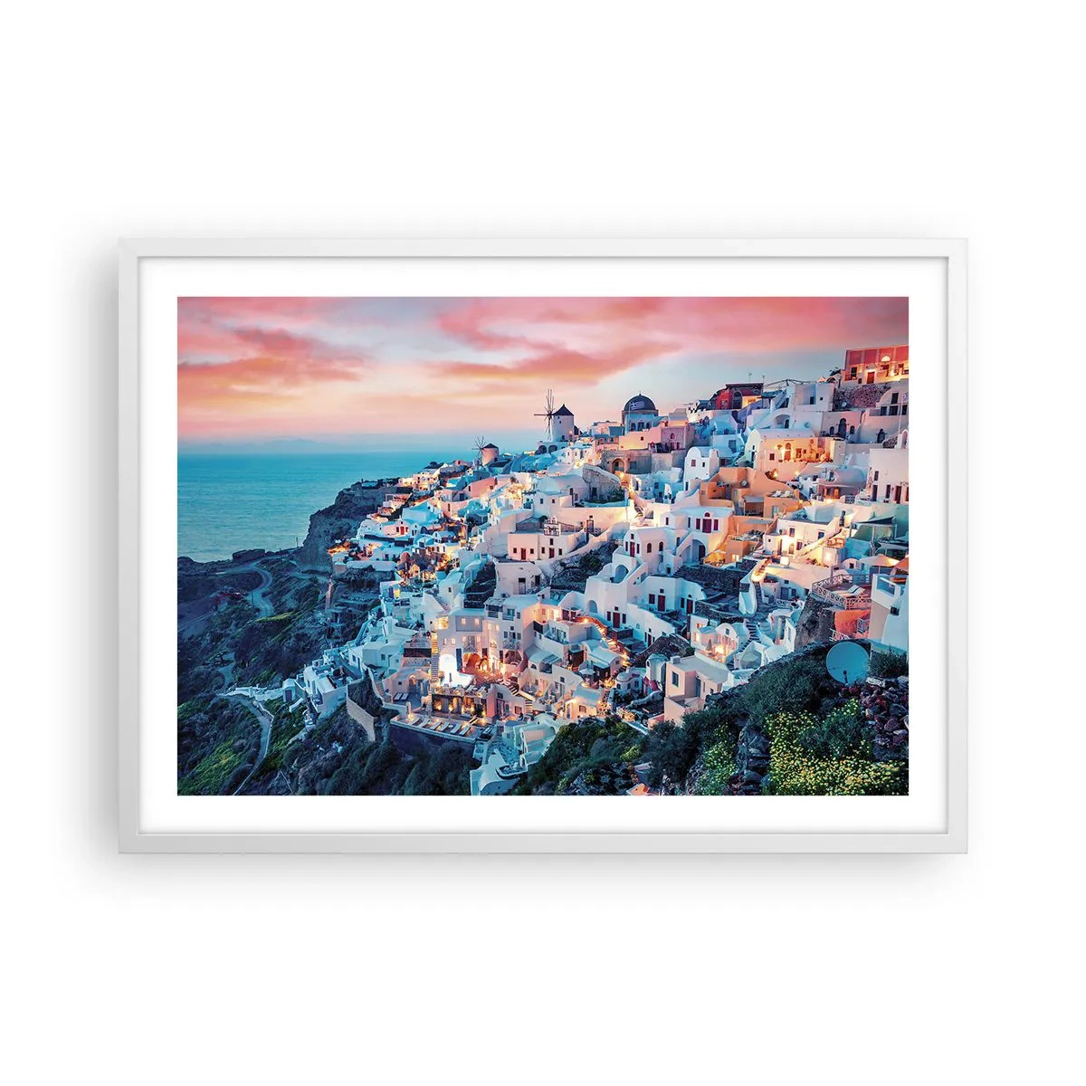 Póster en marco blanco - Vacaciones en Grecia - 70x50 cm