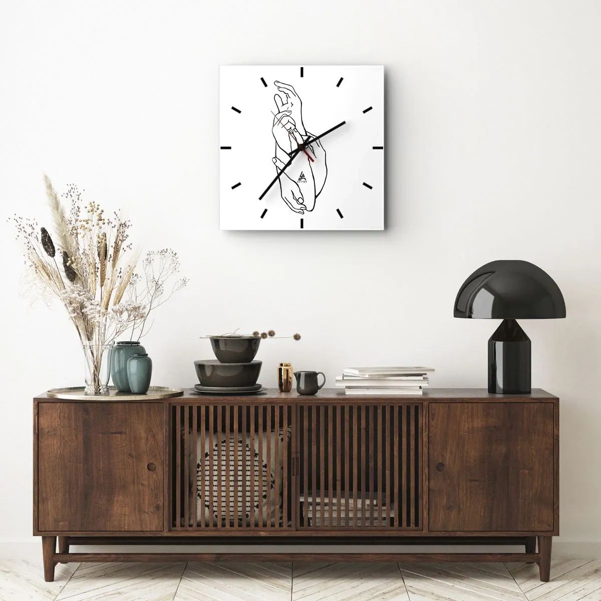 Reloj de pared - Reloj de vidrio - El tacto - 40x40 cm