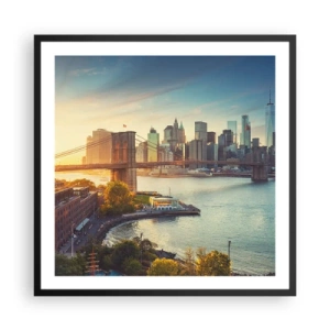 Póster en marco negro - El amanecer de la gran ciudad - 60x60 cm