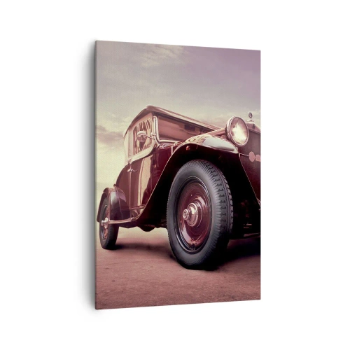 Cuadro sobre lienzo - Impresión de Imagen - Un coche clásico de estilo clásico contra el cielo. - 70x100cm - Volvamos a los maravillosos viejos tiempos... - Decoración de pared moderna para salón y dormitorio ARTTOR