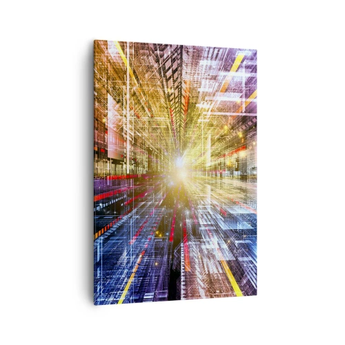 Cuadro sobre lienzo - Impresión de Imagen - Luces dinámicas en un pasillo futurista - 70x100cm - Un pasillo luminoso - Decoración de pared moderna para salón y dormitorio ARTTOR