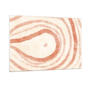 Cuadro sobre vidrio - Impresiones sobre Vidrio - Líneas de coral abstractas en forma de círculos concéntricos. - 120x80cm - Círculos de coral - composición - Decoración de pared moderna para salón y dormitorio ARTTOR