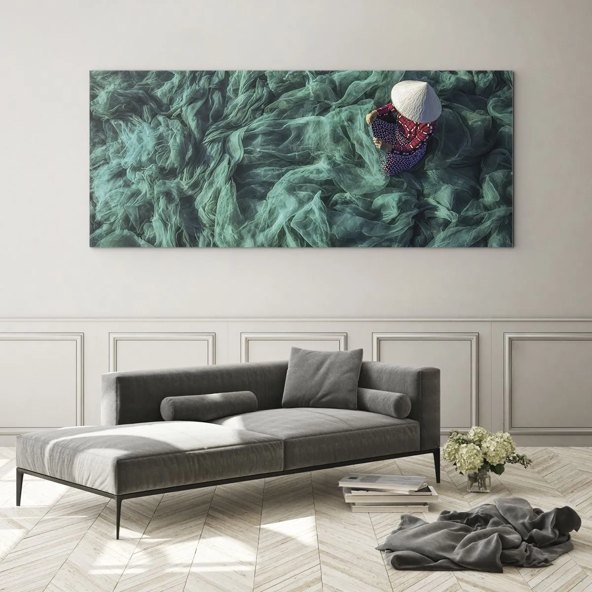 Cuadro sobre vidrio - Impresiones sobre Vidrio - En un mar de redes - 100x40 cm