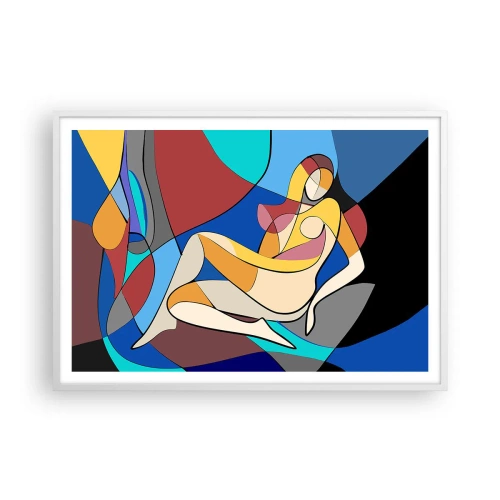 Póster en marco blanco - Desnudo cubista - 100x70 cm