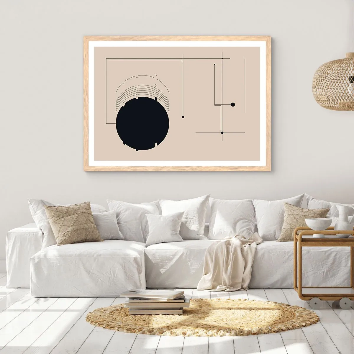Póster en marco roble claro - Composición elástica y dinámica - 100x70 cm