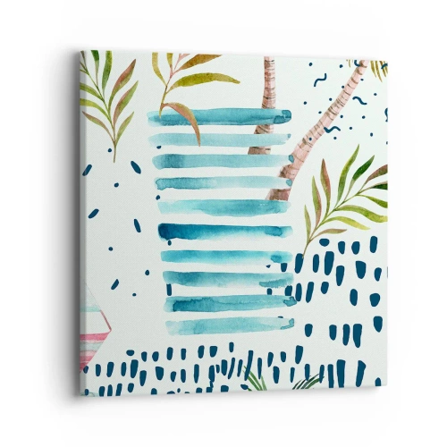 Cuadro sobre lienzo - Impresión de Imagen - Vacaciones bajo las palmeras - 40x40 cm