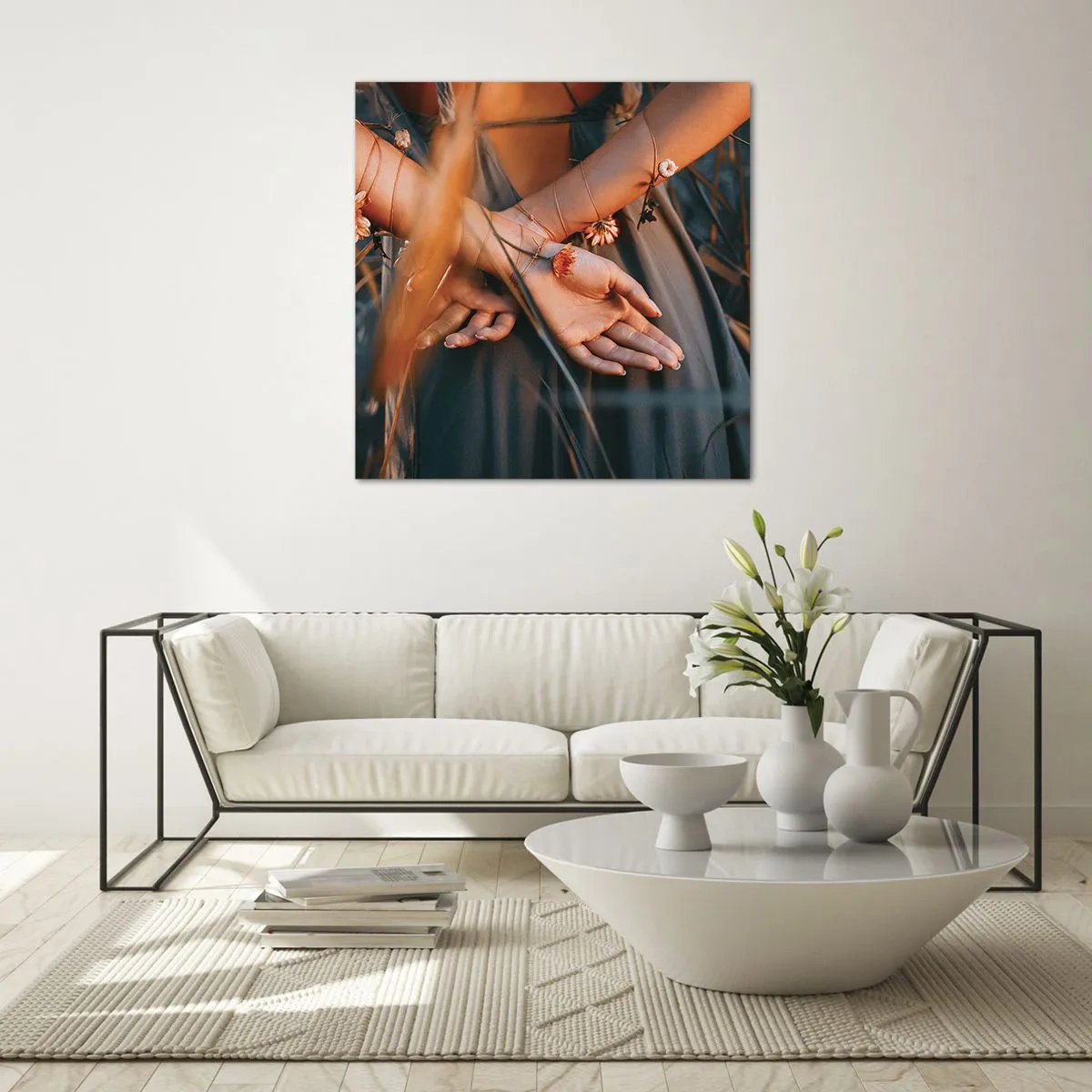 Cuadro sobre vidrio - Impresiones sobre Vidrio - Conectada con la naturaleza - 70x70 cm