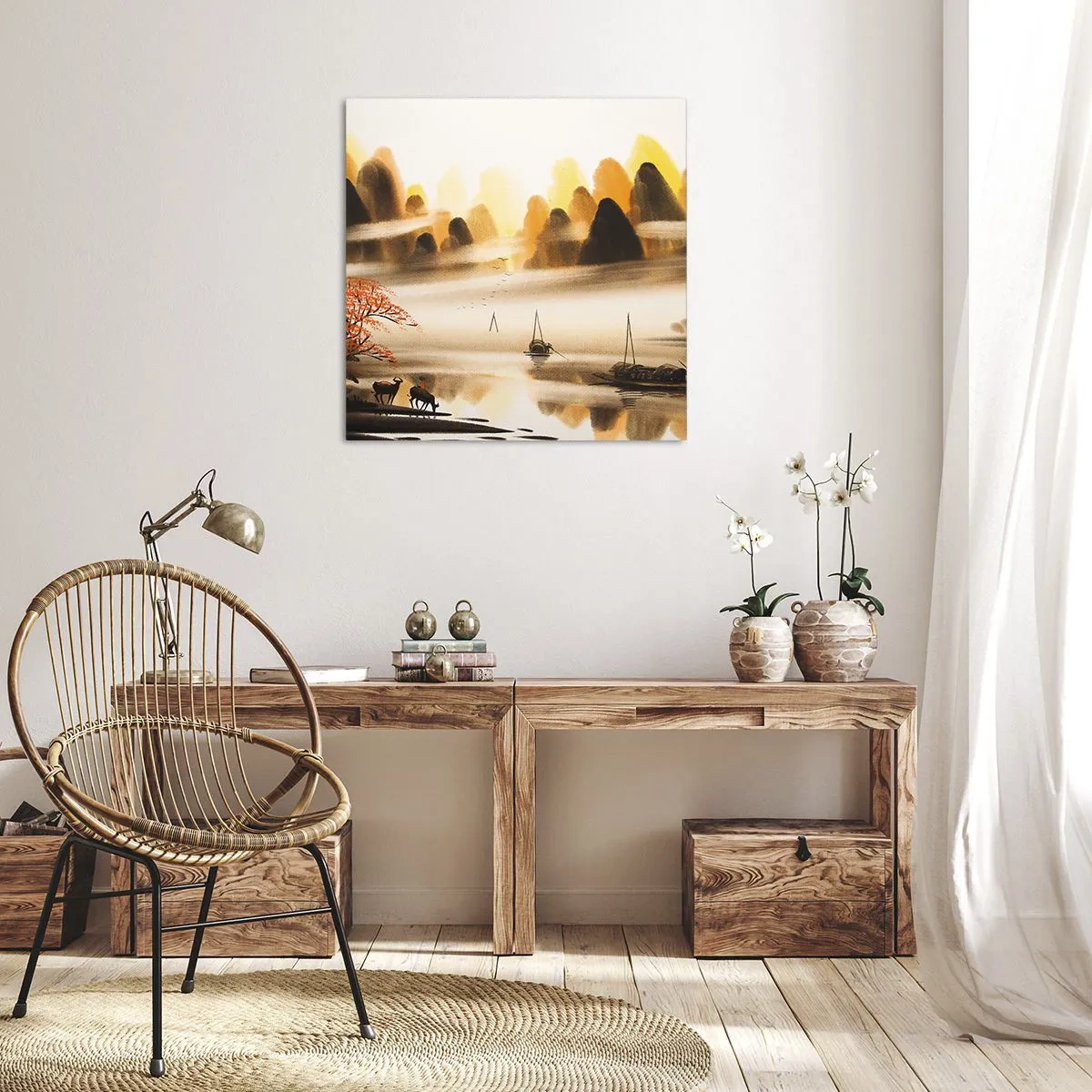 Cuadro sobre lienzo - Impresión de Imagen - Más allá del Lejano Oriente - 70x70 cm