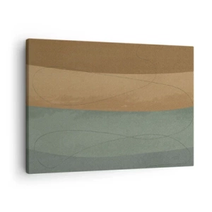 Cuadro sobre lienzo - Impresión de Imagen - Composición abstracta en tonos tierra naturales. - 70x50cm - Composición horizontal - Decoración de pared moderna para salón y dormitorio ARTTOR