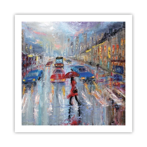 Póster - Una tarde de lluvia en la ciudad - 60x60 cm
