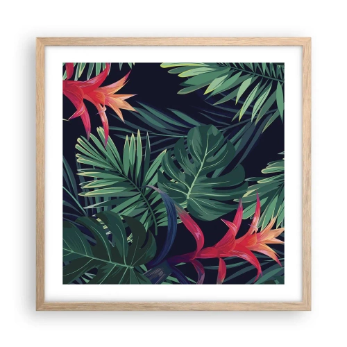 Póster en marco roble claro - Encender el color verde - 50x50 cm