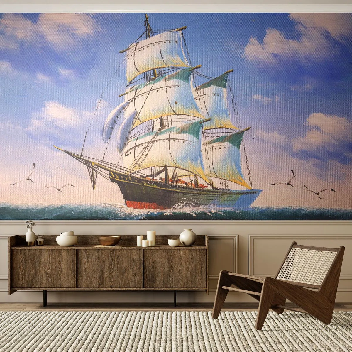 Fotomural Premium Sand - Orgulloso con el viento - Náutico, Velero, Océano - 500x350 cm