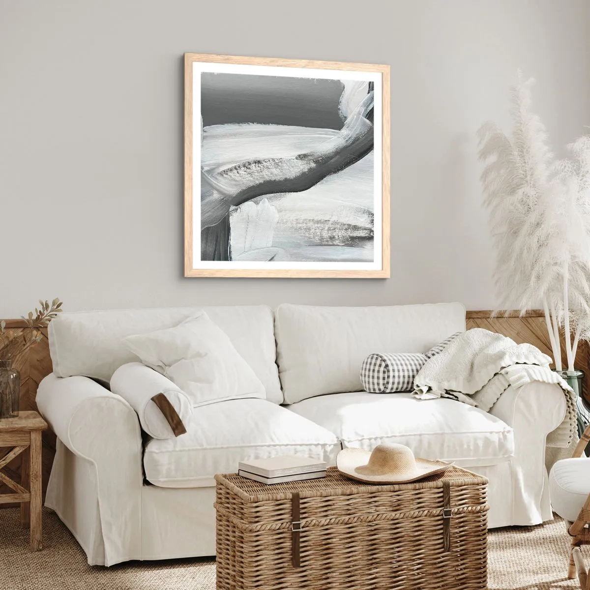 Póster en marco roble claro - Con movimientos decididos - 50x50 cm