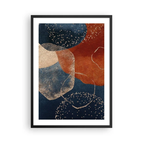 Póster en marco negro - Una composición abstracta en tonos azul marino y dorado. - 50x70cm - La ligereza del ser - Decoración de pared moderna para salón y dormitorio ARTTOR