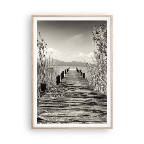 Póster en marco roble claro - En la quietud de los juncos - 70x100 cm