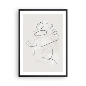 Póster en marco negro - Retrato facial minimalista en estilo lineal. - 50x70cm - Contorno de un sueño - Decoración de pared moderna para salón y dormitorio ARTTOR