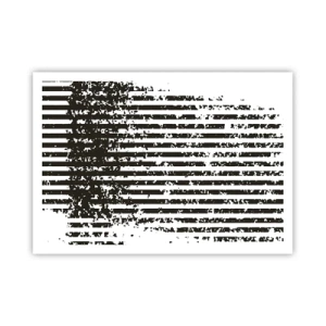 Póster - Líneas abstractas con efecto desgastado en blanco y negro. - 100x70cm - Ritmo y ruido - Decoración de pared moderna para salón y dormitorio ARTTOR