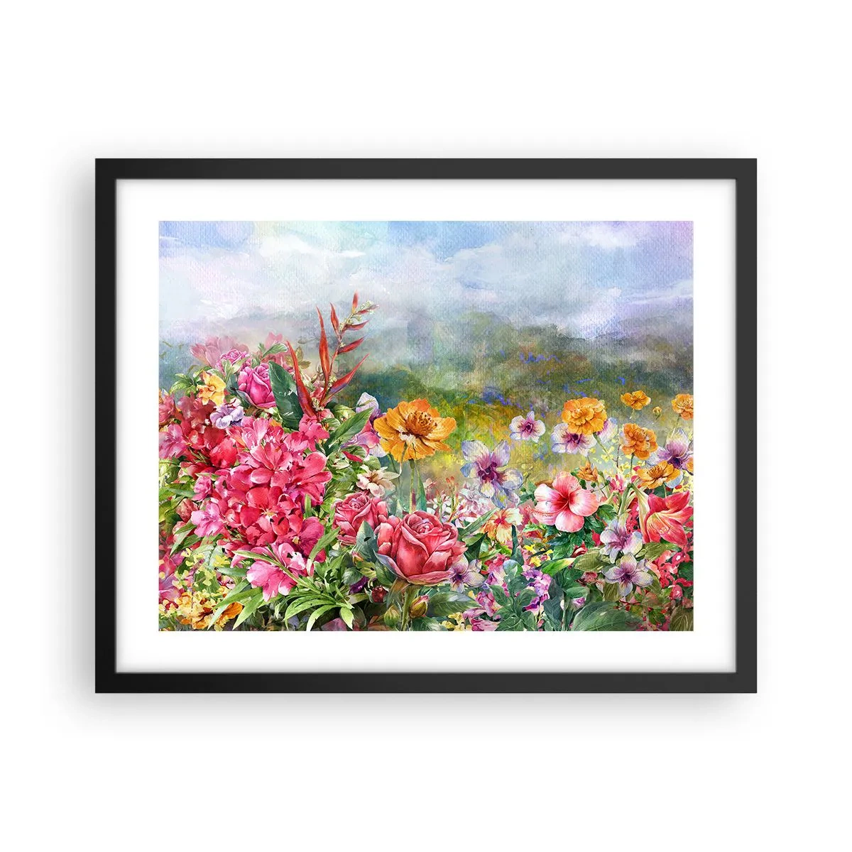 Póster en marco negro - Un jardín enloquecido - 50x40 cm