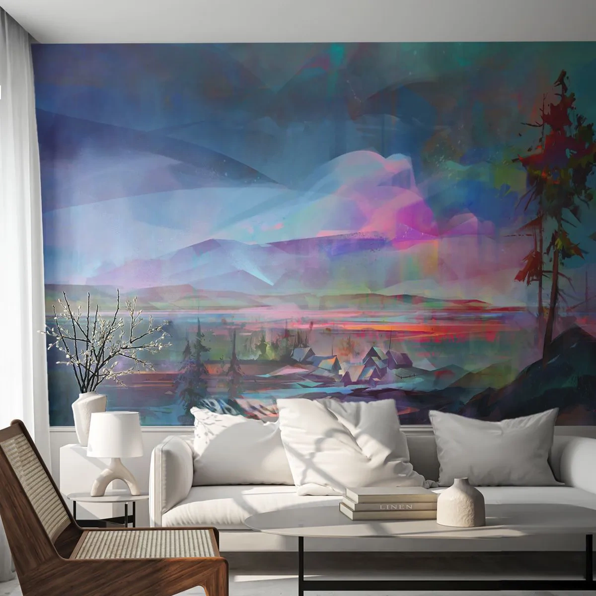 Fotomural Premium Canvas - Bajo un cielo benévolo - Abstracción, Paisaje, Montañas - 400x280 cm