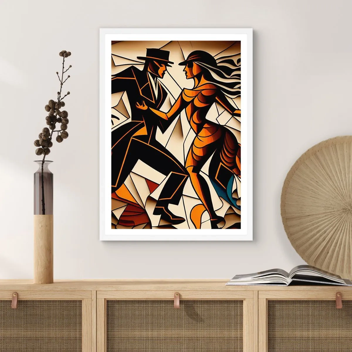 Póster en marco blanco - Danza de pasión - 70x100 cm
