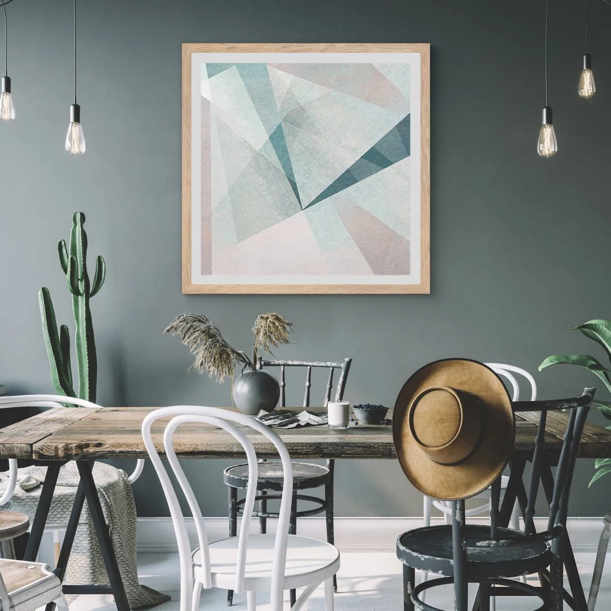 Póster en marco roble claro - Tranquilo pero dinámico - 40x40 cm