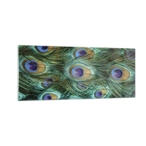 Cuadro sobre vidrio - Impresiones sobre Vidrio - Mirada de pavo real - 100x40 cm